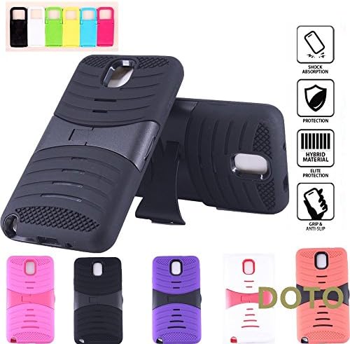 Note 3 Case,Galaxy Note 3 Case [HEAVY DUTY]2 Layers Hybrid Soft Silicone+Hard Plastic anti-skid Shockproof Drop Resistance Protective Case Cover with Kickstand for Samsung Galaxy Note 3 (Black Black)