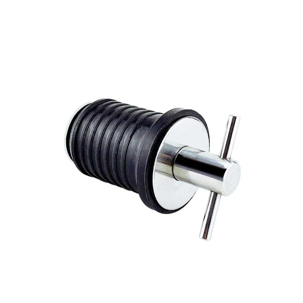 Uposao Marine Drain Plug, T-Handle Drain Plug, Stainless Steel 304 Handle Rubber Drain Plug Fixed Flip Style Hull Bilge and Stern Seawall Marine Accessories