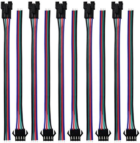 Yaqing Lighting 10 Pairs 4 Pin JST SM Connector Female Male 4PIN Plug And Socket With 15cm Wire Blue/Red/Green/Black For WS2801 APA102 LPD8806 RGB LED Strip