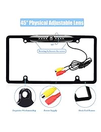 Cámara de copia de seguridad del marco de la placa del automóvil, Vowin 8 LED infrarrojos Amplio ángulo de visión Resistente al agua Robusto Elegante Cámara de visión trasera Vehículo altamente sensible Revesing universal (negro)