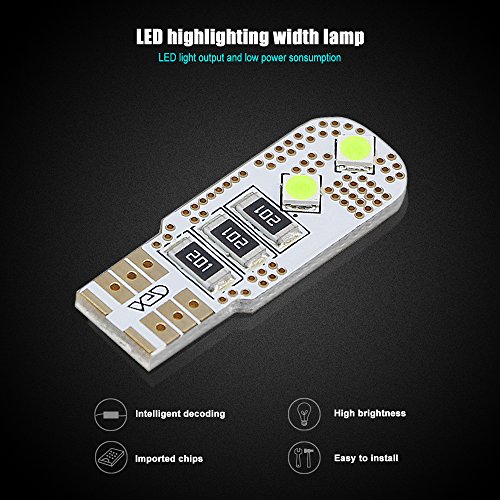 LEADTOPS 194 LED Light Bulb Ice Blue 100% Canbus Error Free,168 T10 2825 W5W Bulbs Non-Polarity Extremely Bright for Side Marker Turn Signal Blinker Map Door Parking Lights 12-24V (Pack of 2)