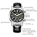 HOWK Men's Stopwatch with Date Analog Black Luminous Dial Stainless Steel Case and Leather Band