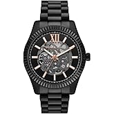 Michael Kors Men's Watch, Lexington Automatic Black Stainless Steel Watch for Men