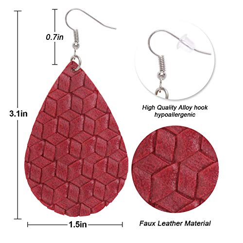 4 Leather+Earrings+Lightweight+Teardrop+Handmade