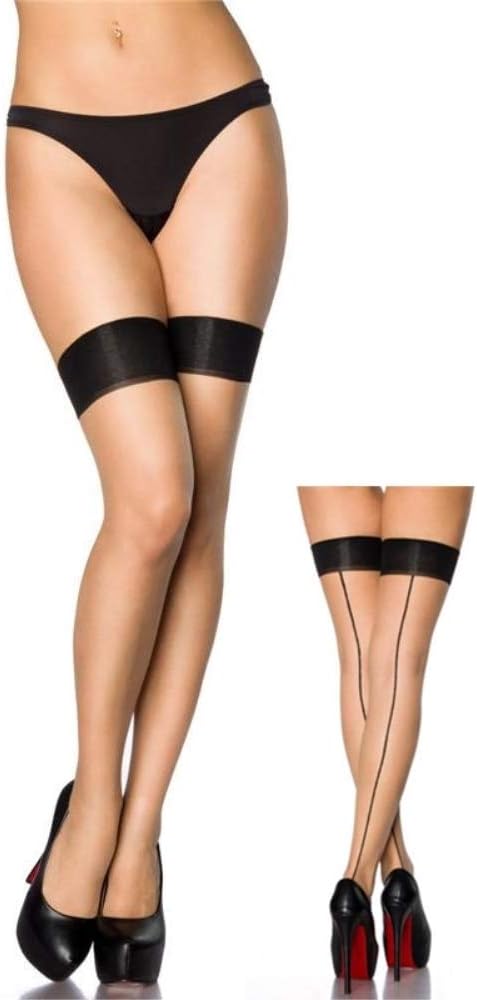 Women's Sheer Nylon Thigh High Stockings With Back Seam