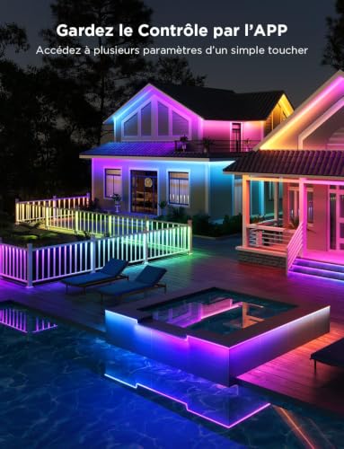 Govee LED Strip 10M Outdoor IP65 Waterproof, RGB Strip Multicolor | APP Control, Outdoor Lights for Eaves Balcony Garden Pool