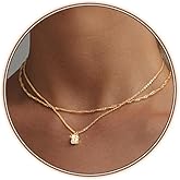 Luxval Diamond Pendant Gold Necklace for Women，Dainty 18k Gold Plated Choker Necklaces Simple Gold Jewelry Gifts for Women Girls