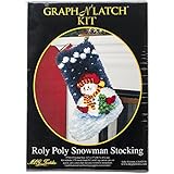 M.C.G. Textiles #37783 Latch Hook Kit, 12 by 17-Inch, Roly Poly Snowman Christmas Stocking