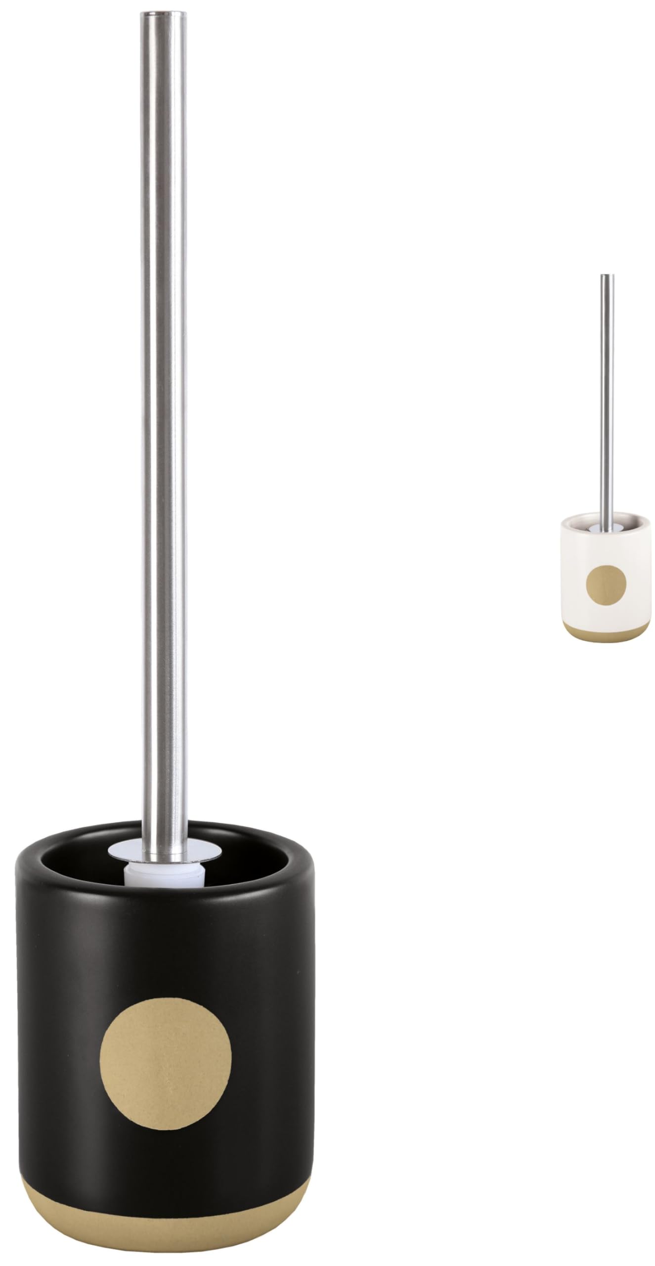 KW Luxury Ceramic/Porcelain/Stoneware Toilet Brush and Holder (Spot Black)