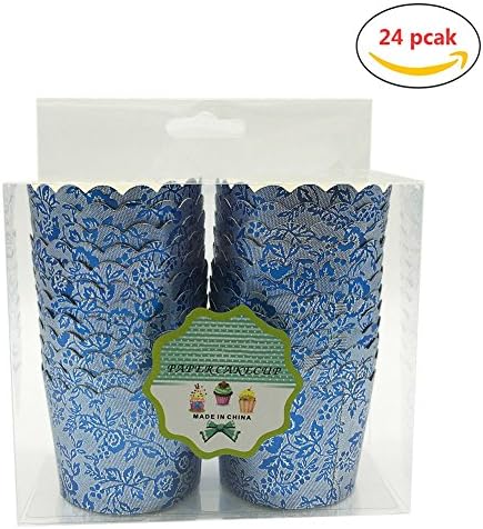 Cupcake Papers Baking Cups Blue Cup Liners Simply Baked for Wedding Birthday Baby Shower Party Decoration,24-pack