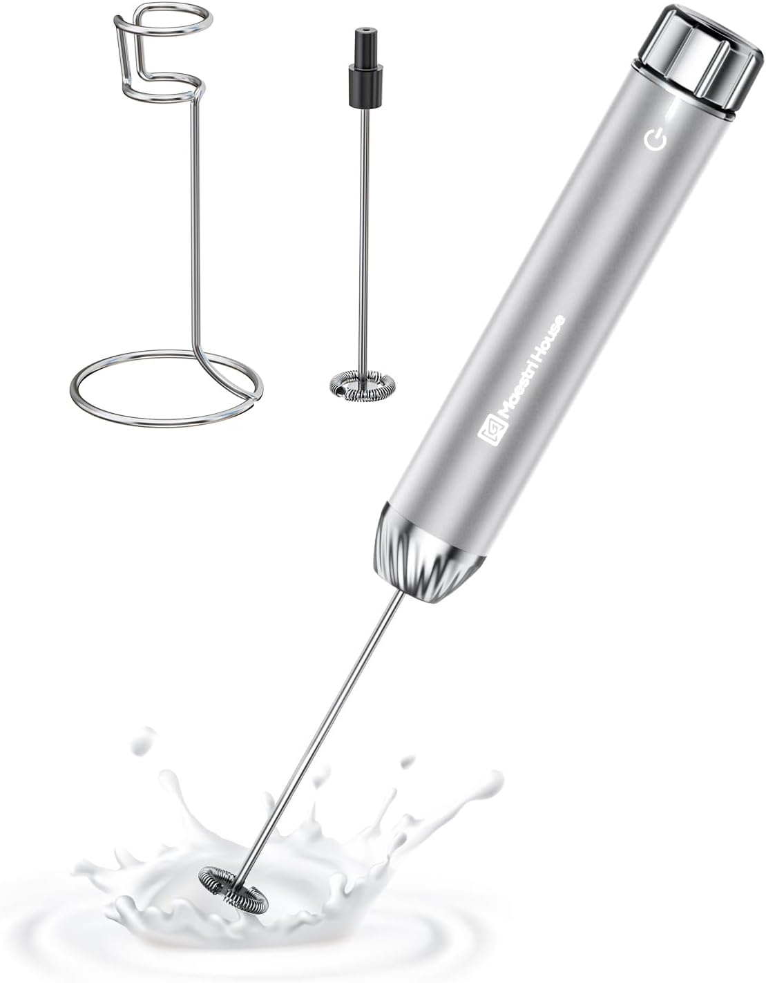 Photo 1 of Maestri House Rechargeable Milk Frother with Stepless Speed Control, LunaFro Max Handheld Electric Foam Maker Waterproof Drink Mixer Foamer with Stand & Detachable Whisks for Lattes, Cappuccino