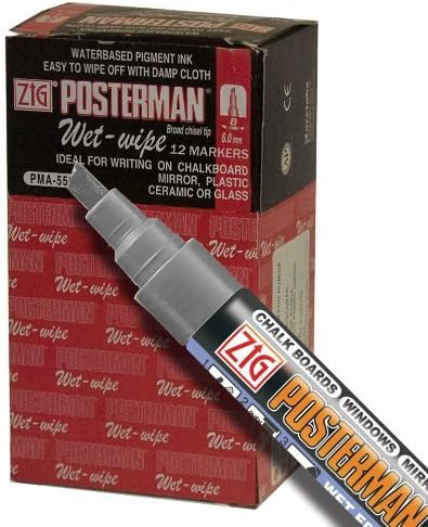 Zig Posterman Wet-Wipe 6mm Slate Gray Paint Markers - Box of 12