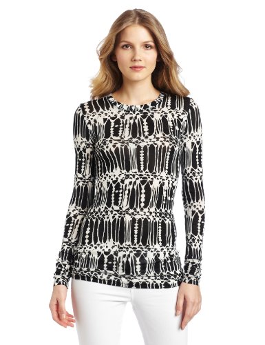 BCBGMAXAZRIA Women's Agda Crew Neck Print Top