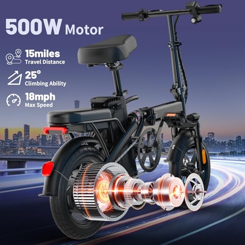 Askmy Foldable Electric Bike, 750W Peak Brushless Motor, 48V 10Ah Removable Battery, 28-30MPH, 30+ Miles Range, UL2849 Certified E-Bike for Adults & Teens