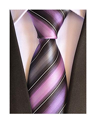 Men's Purple Grey Black Tie Business Designer Wedding Necktie Gifts for Grooms