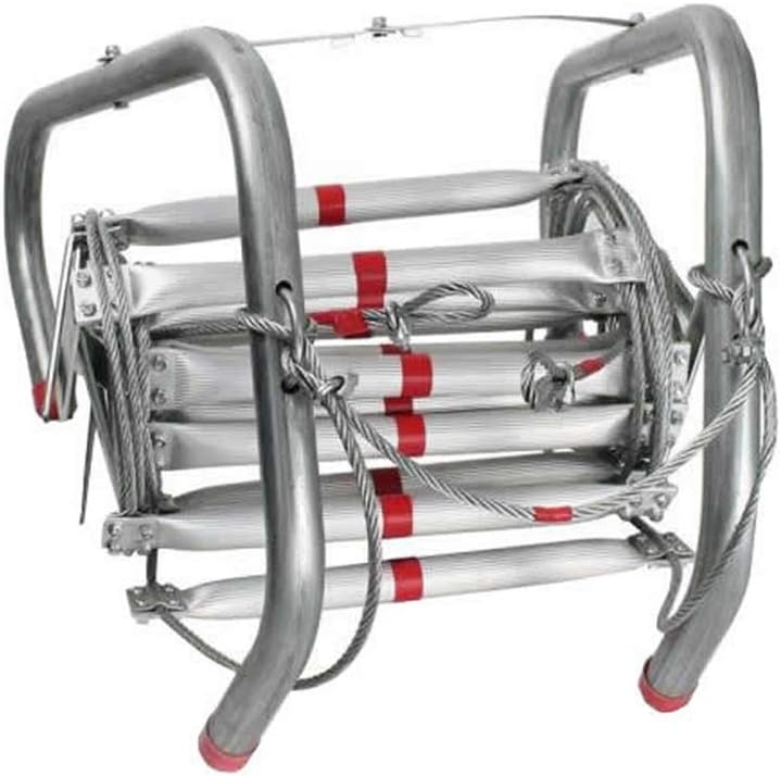 bxzcb Shelf-Ladder-Bracket 15M Emergency Aluminum Escape Rope Ladder, High-Altitude Work and Fire Escape Rope Ladder, Outdoor Portable Construction Ladderrope Ladders for Fire Escape Assist to Reach