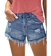 KISSMODA Women's Denim Shorts Frayed 
