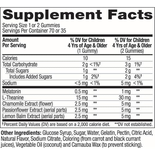 OLLY KIDS SLEEP GUMMIES, 0.5MG MELATONIN, L THEANINE, CHAMOMILE, AND LEMON BALM, RASPBERRY – 70 COUNT