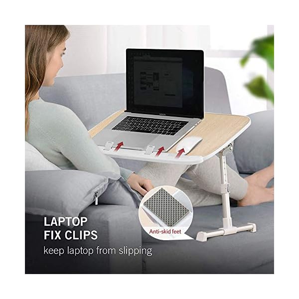 TaoTronics Laptop Table,Foldable Laptop Desk for Bed , Height and Angle Adjustable Lap Bed Desk,Portable Bed Tray Table…