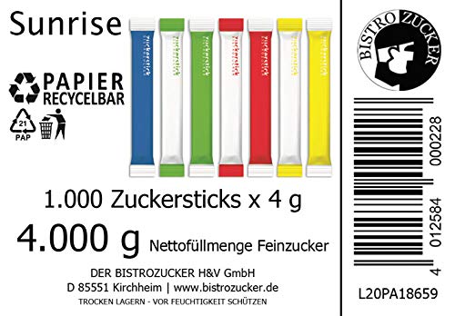 Zuckersticks Golden Sunrise 1000 x 4g | edles goldenes Design | einzeln elegant verpackt | Nachhaltige Verpackung | Natürlich nachhaltiger Markenzucker aus deutschem Zuckerrübenanbau – Bild 4