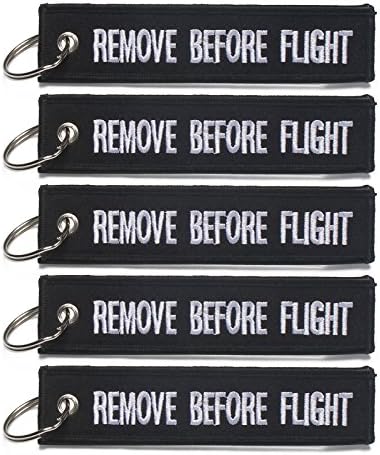 5x Handmade Remove Before Flight KeyChain for Motorcycle Scooters Cars Pilot Crew Tag Lock - Black