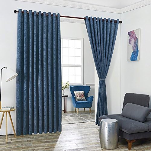 WARM HOME DESIGNS 2 of 108" (Width) X 99" (Length) Wall to Wall Blue Teal Embossed Room Divider Curtains with 2 Tie-Backs. Total Width is 216 Inches (18 feet). Length 8.25 Feet. EV Teal Wall 99"