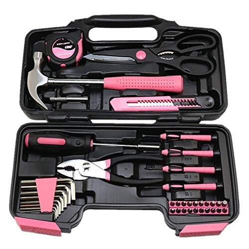 Cxssxling Werkzeugkoffer, Werkzeugkoffer, kompletter Werkzeugkoffer, rosa, Werkzeugkiste, Werkzeugkasten, Haushalt…