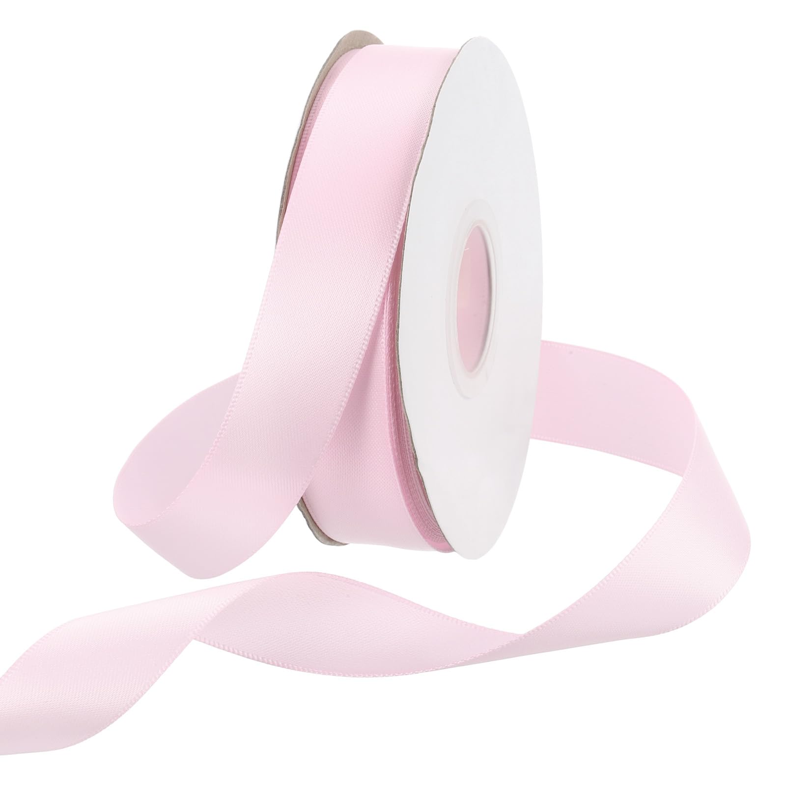 Rebower 25mm Satin Ribbon 23m Thick Double Face Grosgrain Silk Ribbon, [for Gift Wrapping, Hair Bows, Wedding, Cake, Flower] - 25 Yard/75ft/ Pale Pink