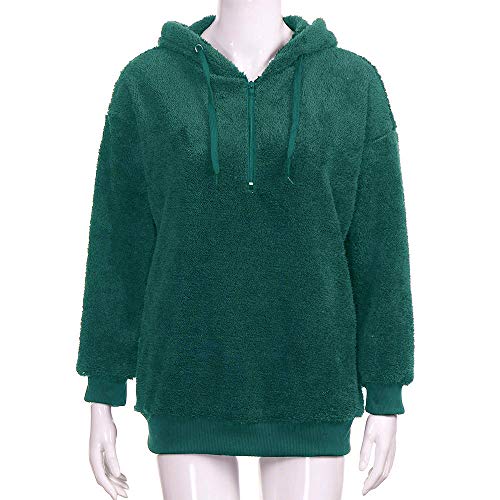Liraly Womens Tops Clearance New Fashion Women Warm Fluffy Winter Top Hoodie Sweatshirt Ladies Hooded Pullover Jumper(US-14 /CN-L3,Green ) - Thumbnail 2