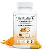 High Absorption Turmeric Curcumin Supplement –39X Enhanced bioavailability – 100% Turmeric Matrix – Vegan, Non-GMO, – 500mg – 30 NutriCumin 100 Capsules