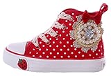 Legend E.C Girls' Lesliee High Top Canvas Sneakers Dots and Bowknot Princess Shoes Rhinestones Skateboard Sneakers for Girls