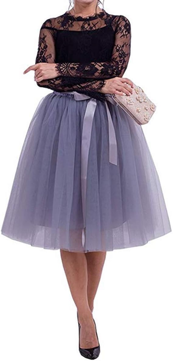 Amazon チュールスカート Aライン3重チュール チュチュスカート 裏地付きふんわりパニエ 膝丈 パーティー ダンス レディース 7カラー グレー スカート 通販