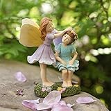 LA JOLIE MUSE Miniature Fairy Garden Figurines - 4 Inch Hand Painted Resin Fairy Sisters Figurines for Indoor & Outdoor Holiday Ornaments Gift for Girls Kids Adults