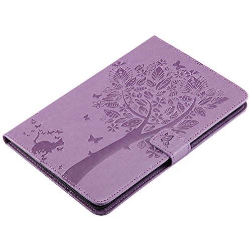iPad Mini 2 Mini 3 Case, LittleMax(TM) Lightweight PU Leather Flip Stand Embossed Cat & Tree Case Smart Cover with Auto Wake/Sleep for Apple iPad Mini 3/2/1 [One Free Stylus Pen]-#2 Purple - Thumbnail 4