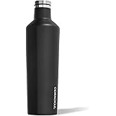 Corkcicle Classic Canteen Insulated Water Bottle - Stainless Steel Reusable Tumbler - Triple Insulated - Keeps Drinks Cold 25 Hours or Hot 12 Hours - Cupholder Friendly - Black - 25 oz