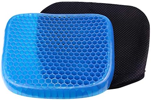 Premewish Gel Seat Cushion Breathable Pain Relief Seat Cushion with Non-Slip Cover Advanced Elastic Cool Gel Seat Cushion Honeycomb Designed Soft Gel Pad for Office Chair Wheelchair (L/37X34.5X5CM)