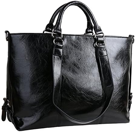 Women PU Leather Waterproof Handbag CrossBody Casual Vintage Shoulder Bag Large Capacity Handbag (Black)