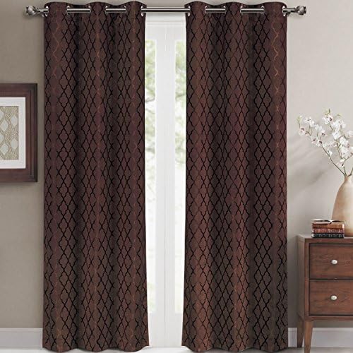 Willow Pair Jacquard Blackout Thermal Insulated Window Panels (84 x 108" Pair. (42 x 108 inches each) Color : Chocolate