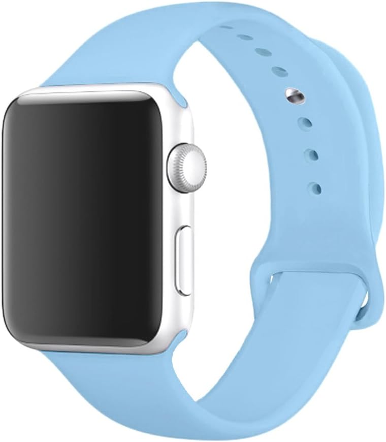 Sport Band for Apple Watch 38mm, Aimote Soft Silicone Replacement Strap for Apple Watch Series 3, Series 2, Series 1,Sport Edition, S/M Size,38mm Turquoise (Light Blue)