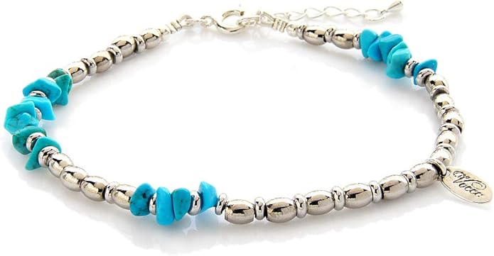 Voso0009 1 Vocca アンクレット メンズ ビーズ メタル フェザー 足周り約 23cm前後 C 1 Blue アンクレット 通販 Amazon