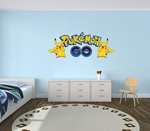 Pokemon GO Pikachu Wall Decal Vinyl Sticker Art Home Decor Iphone Android Game (Wide 40" x 16" Height)