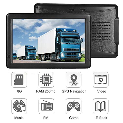 GPS Navigation System, 7 inch Bluetooth 8GB 256MB Car Truck Lorry Satellite Navigator Device with Post Code POI Search Speed Camera Alerts, with UK&EU 2019 Maps Lifetime Free Update (9inch)