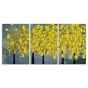 Canvas Wall Art Chinese Lucky Tree Oil Painting Artwork for Home Prints Framed - 16"x24" x 3 Panels