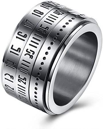 Hyaku "Roman Code Titanium 316L Stainless Steel Series Rotating Digital Password Men's Ring S-Size
