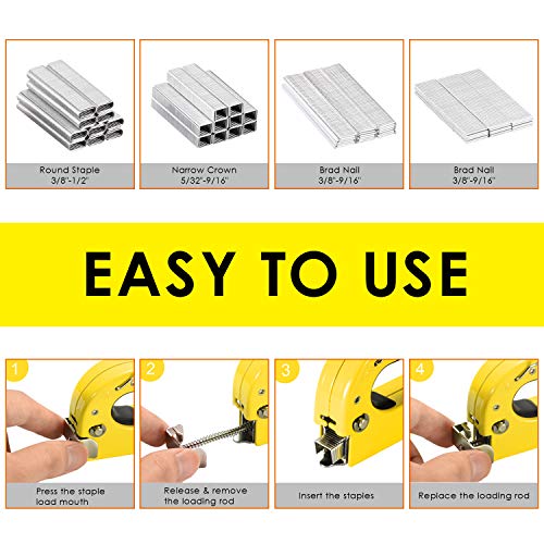 Topec Staple Gun with Staples, 4in1 Heavy Duty Staple Gun, 4000pcs