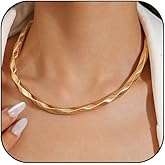 MSSIEJEW Gold Necklace for Women Snake Herringbone Chunky Gold Chain Necklace Choker Dainty Simple Trendy Jewelry