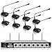 8 Channel Wireless Microphone System - Portable VHF Cordless Audio Mic Set with 1/4" and XLR Output, Dual Antenna, Includes 8 Table Top Mics, Rack Mountable Receiver Base - Pyle Pro PDWM8300