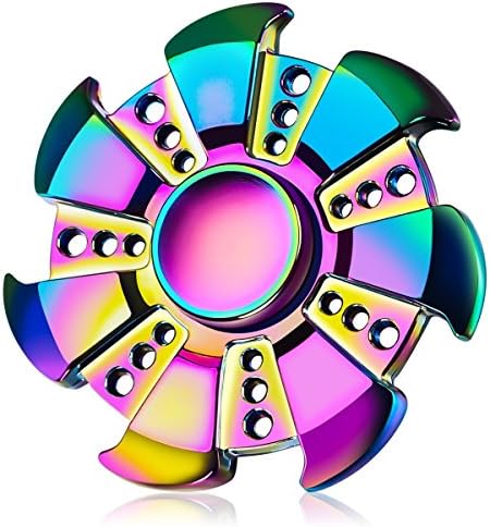 Iridescent Rainbow Fidget Spinner for Adults & Kids Anti-Anxiety Focus Stress Reliever Reducer ADHD Boredom Finger Hand Toy- Stylish Saw Design