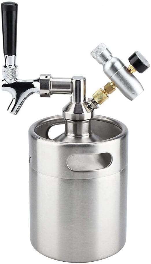 Beer Keg,2L Keg Mini Stainless Steel Beer Keg with Faucet Pressurized