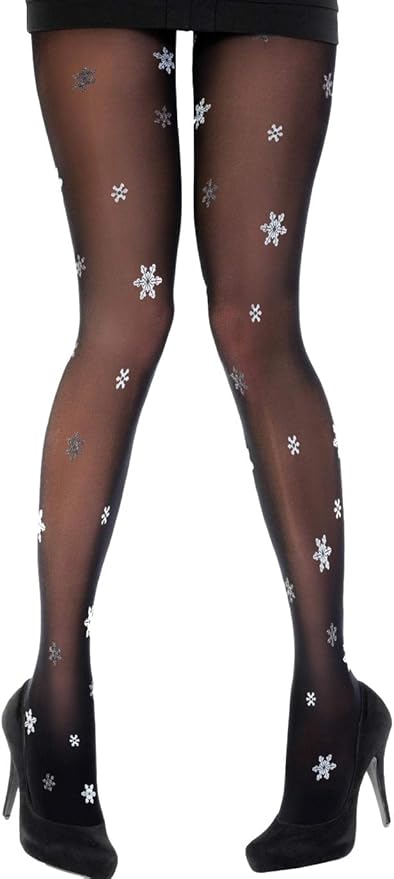 Pretty Polly Christmas Tights - Festive Hosiery - Party Tights (Scattered Snowflake): Amazon.co 